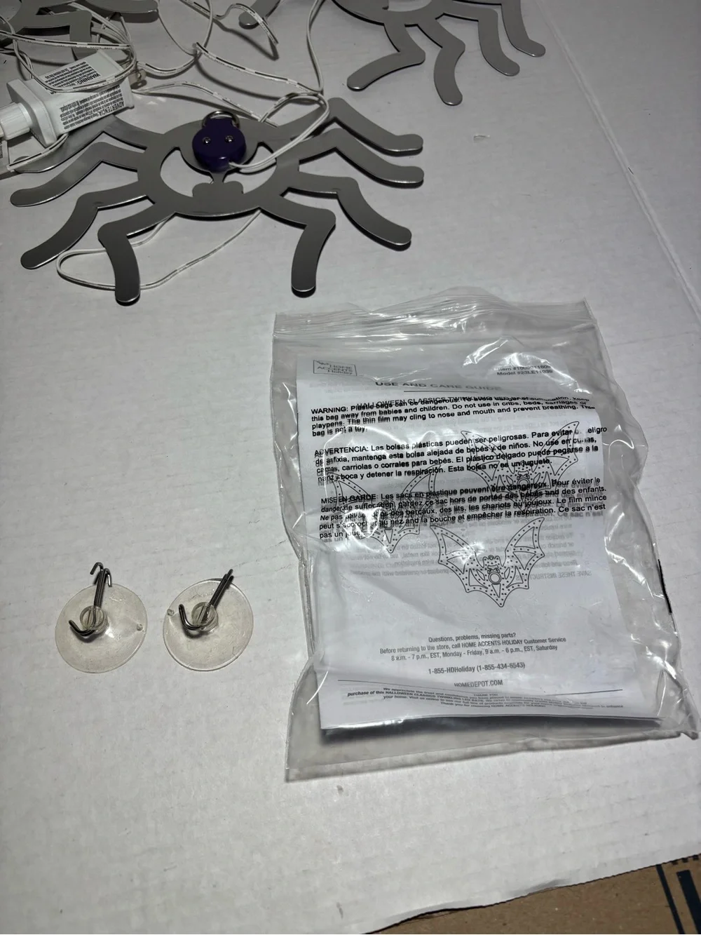 10 in Purple Twinkling LED Spiders - 3 Pack